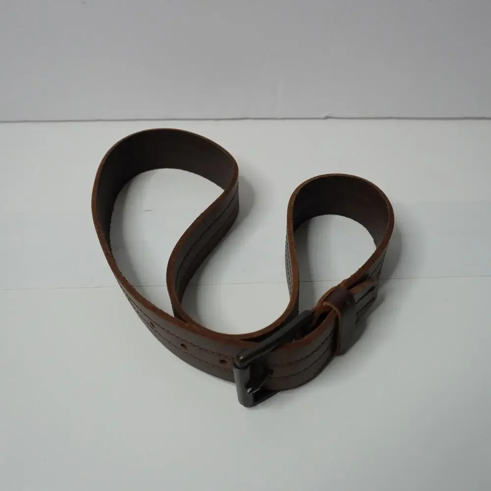 Mens Brown Genuine Leather Belt Classic Buckle 39